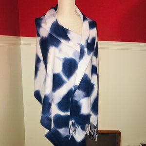 Gorgeous Wearable Art Blue and White Oversized Scarf/Wrap/Shawl